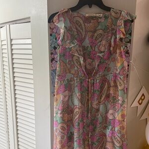 Liberty Paisley Floral Midi Dress - Pink and Green